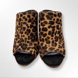 Prada leopard print calfskin and suede mules size 38.5